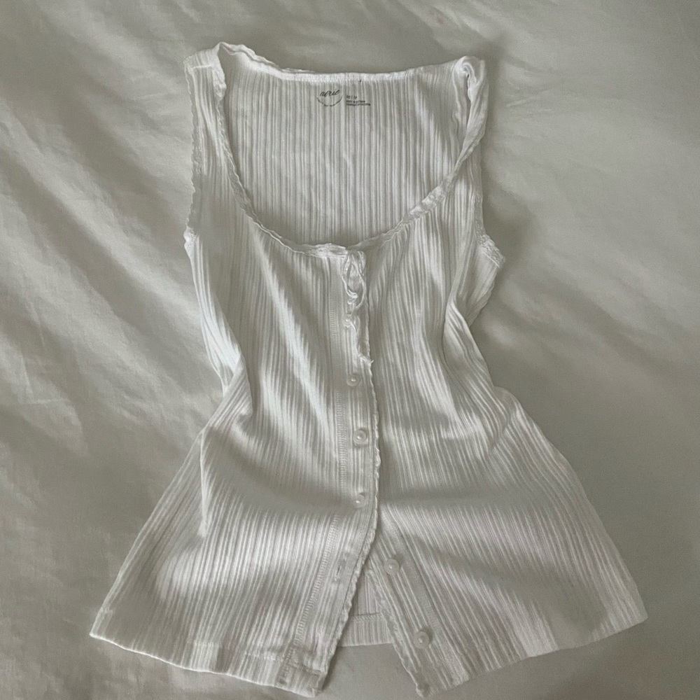 Aerie White Textured Top